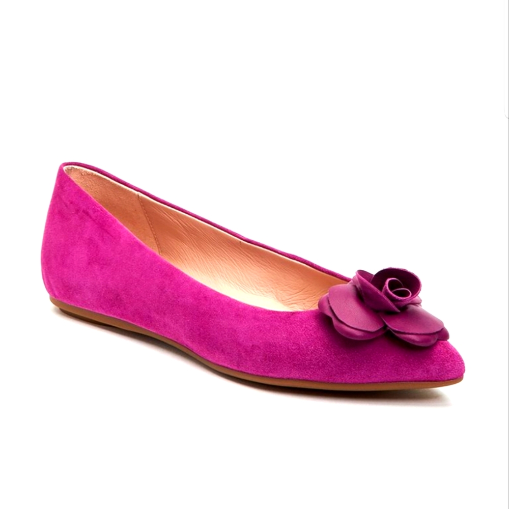 Taryn Rose fuscia color flats with rose ornament.size 9B/39 euro